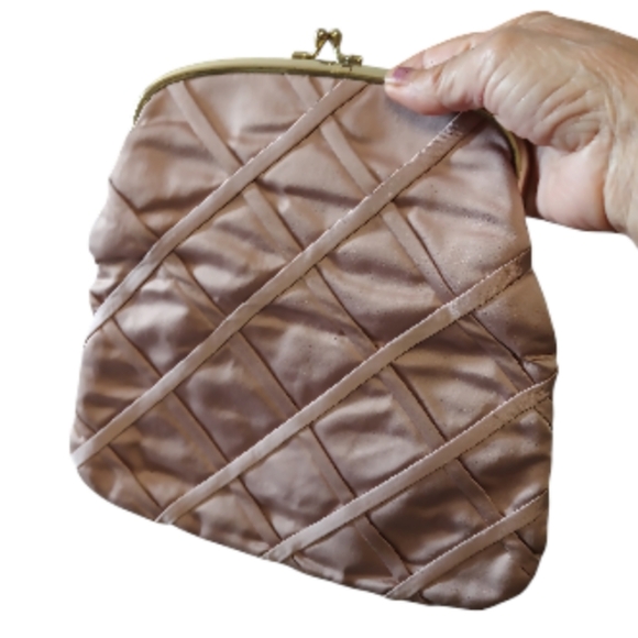 JR Creamy Satin Fold Over Purse Crossed Ribbons & Small Wallet Made in The USA. - Picture 16 of 16